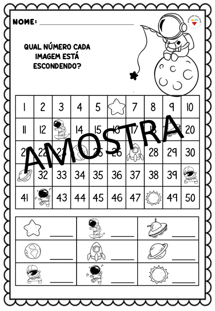 ATIVIDADES NUMERAIS ATÉ 50 - Ensinar com amor