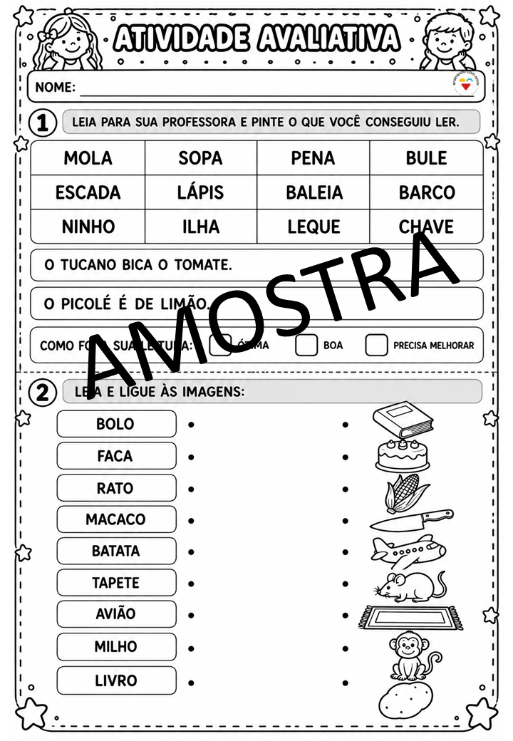 ATIVIDADES AVALIATIVAS ALFABETIZAÇÃO - Imagem 6
